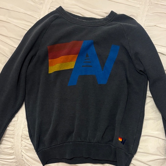Aviator Nation Black Sweater with Blue and Red Graphic - Picture 1 of 3
